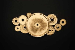 Gold Gears on Black Background